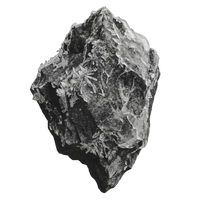 Mineral sample with crystal formations on a white background